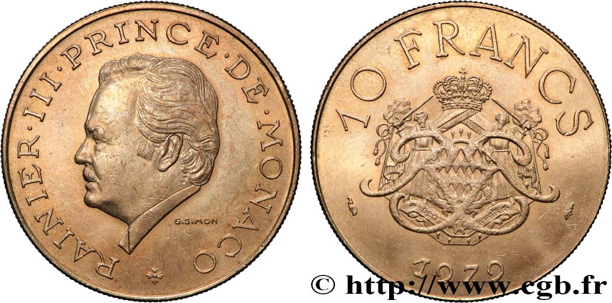 MONACO 10 Francs Rainier III 1979 Paris SPL 