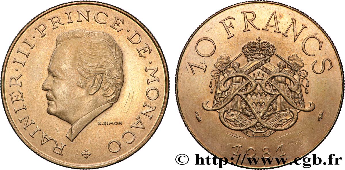 MONACO 10 Francs Rainier III 1981 Paris AU 