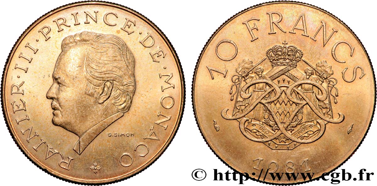 MONACO 10 Francs Rainier III 1981 Paris fST 