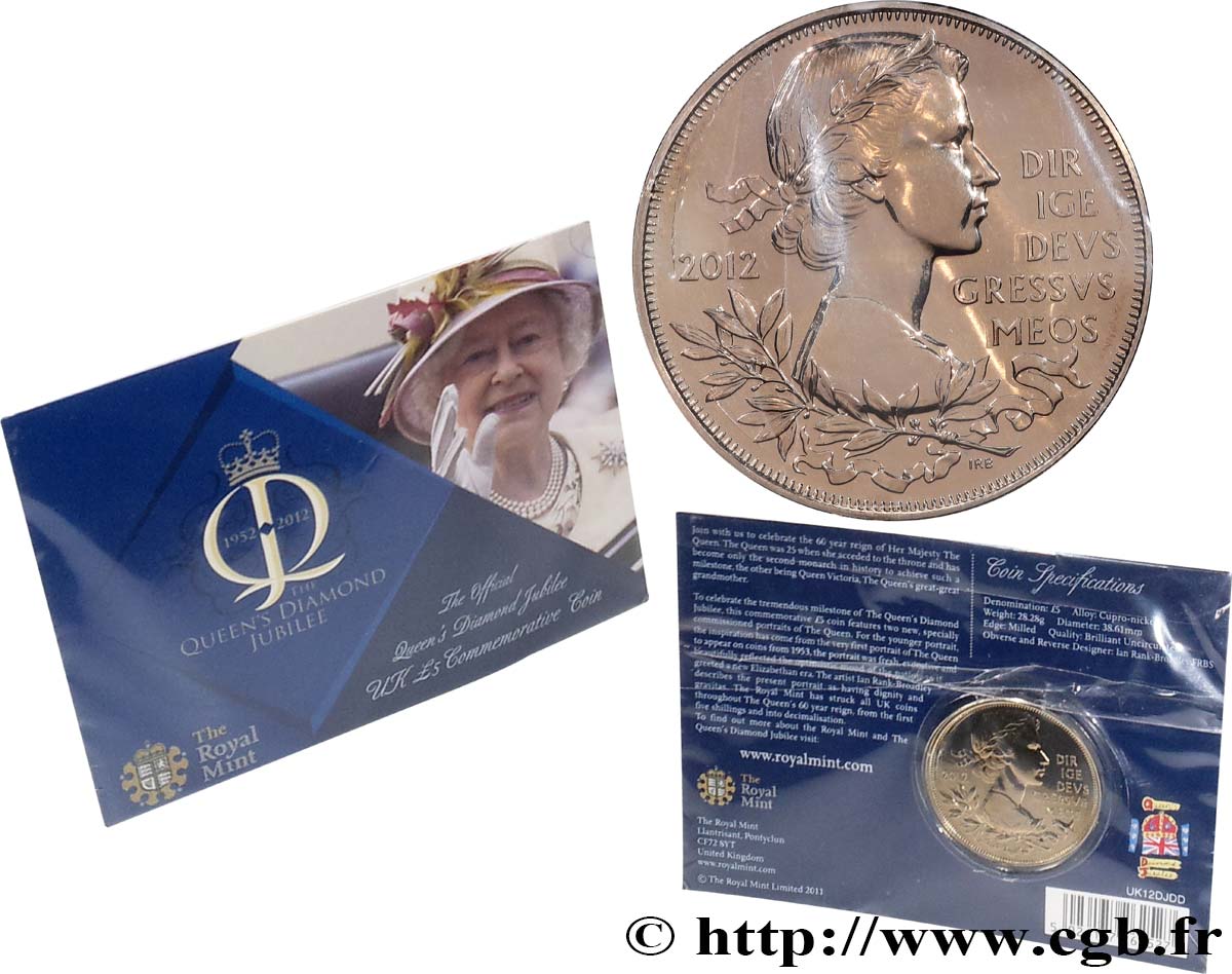ROYAUME-UNI 5 Pounds jubilée de platine 2012  FDC 