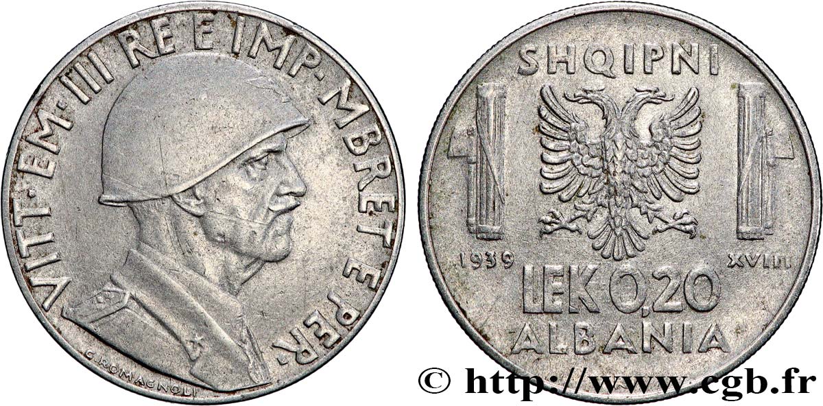 ALBANIE 0,20 Lek Victor-Emmanuel III an XVIII 1939  TTB 