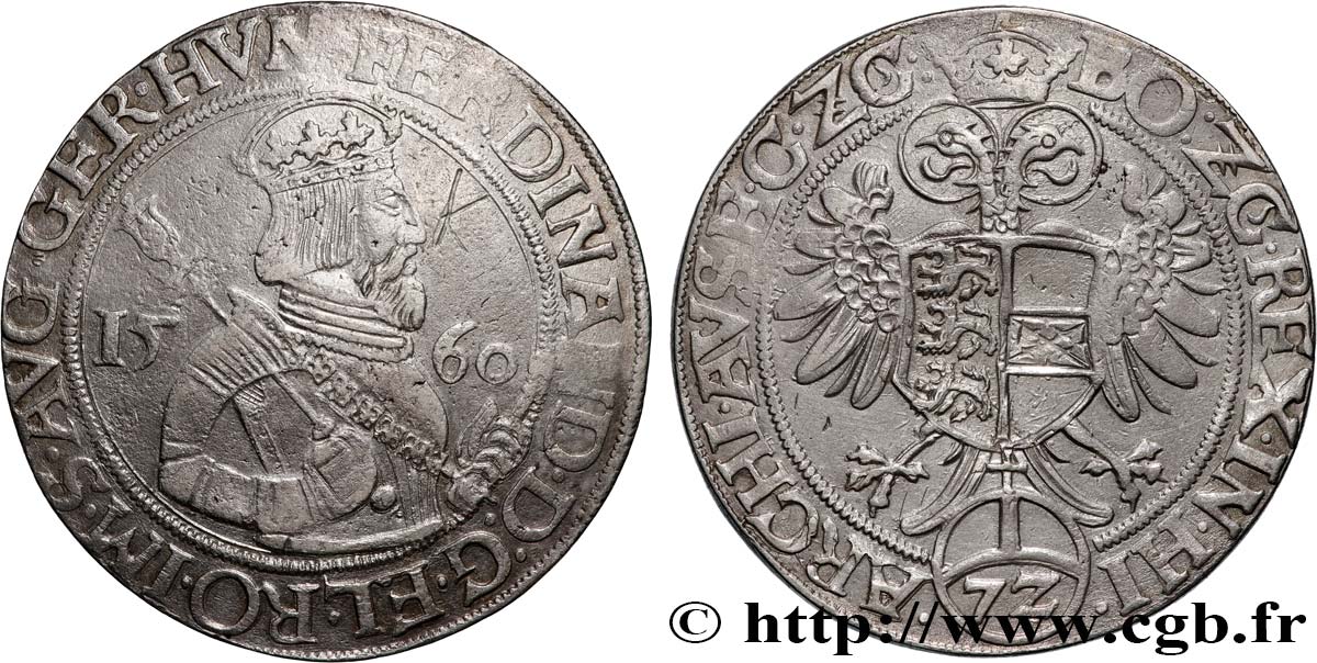 AUSTRIA - FERDINANDO I 1 Reichthaler (72 kreuzer) 1560 KLagenfurt q.BB 