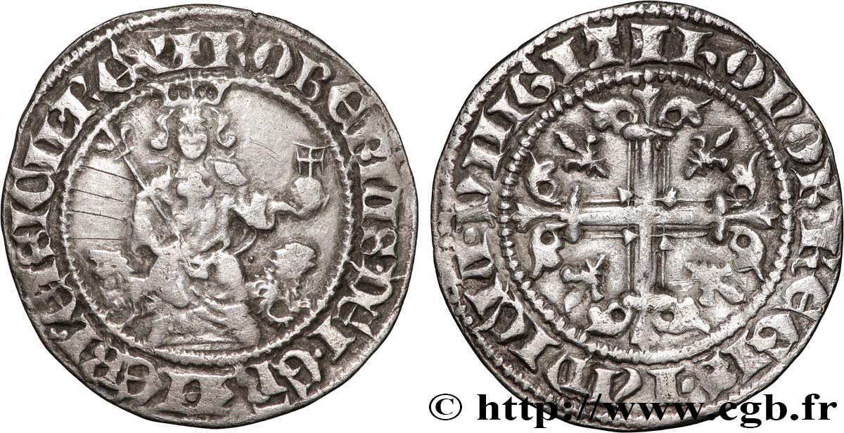 ITALIA - REGNO DI NAPOLI Carlin d argent au nom de Robert d’Anjou n.d. Naples BB 