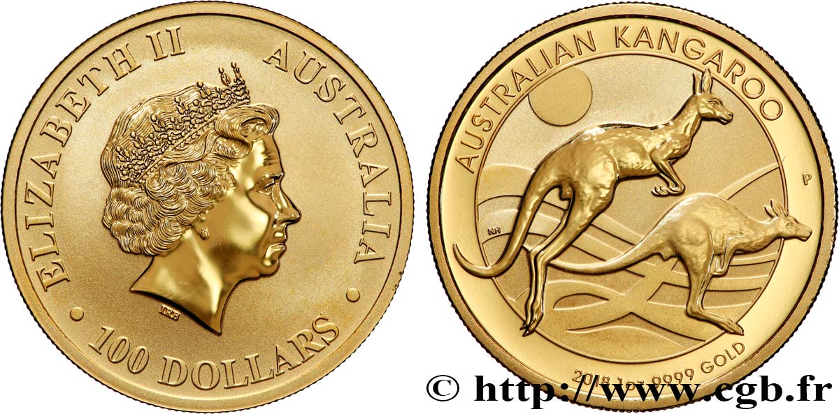 GOLD, PALLADIUM & PLATINUM INVESTMENT 1 Oz - 100 Dollars Kangourou 2018 Perth MS 