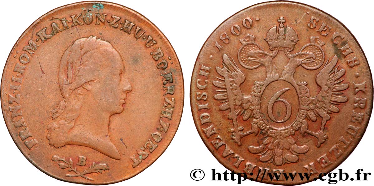 AUSTRIA 6 Kreuzer François II 1800 Kremnitz MBC 