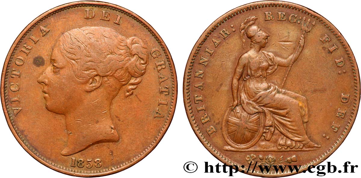 REGNO UNITO 1 Penny Victoria “tête jeune” 1858  BB 