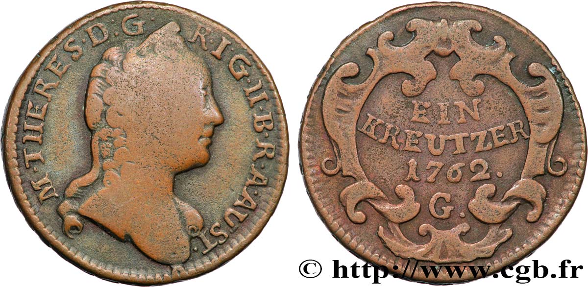 AUSTRIA 1 Kreutzer Marie-Thérèse 1762 Graz VF 