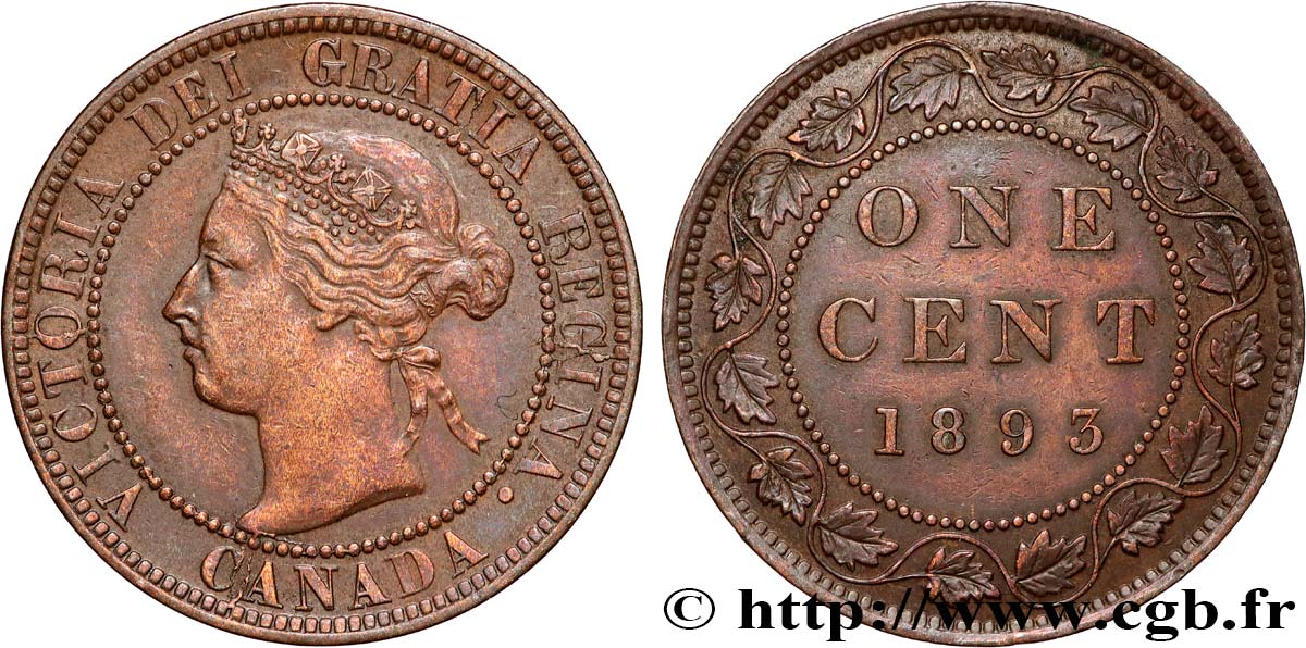 CANADA 1 Cent Victoria 1893  TTB 