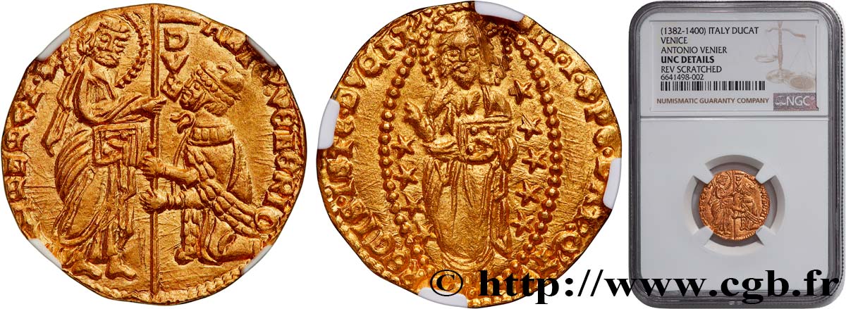 ITALY - VENICE - ANTONIO VENIER (62th doge) Zecchino (Sequin)  n.d. Venise MS NGC