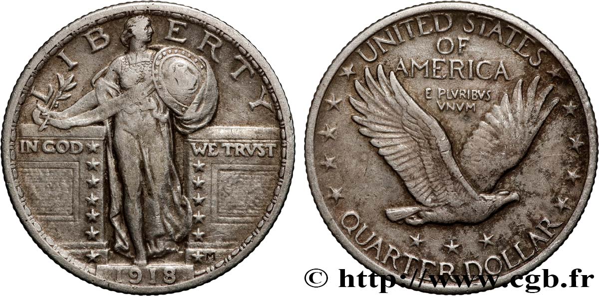 UNITED STATES OF AMERICA 1/4 Dollar Liberty 1918 Philadelphie XF 