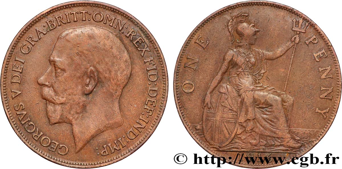 ROYAUME-UNI 1 Penny Georges V 1916  TB+ 