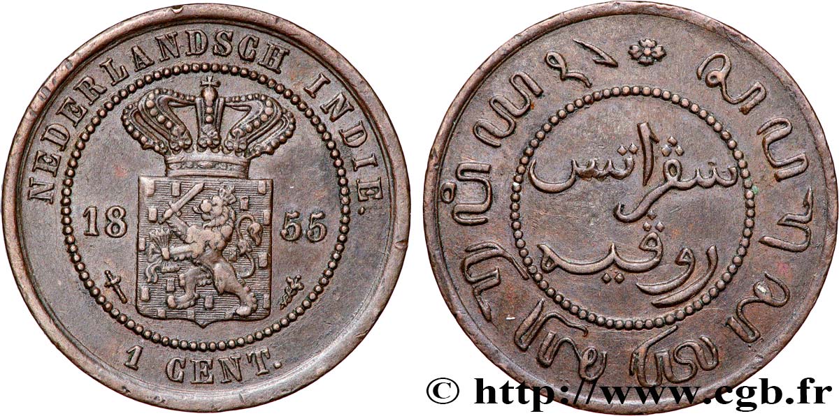 INDES NEERLANDAISES 1 Cent 1855 Utrecht TTB+ 