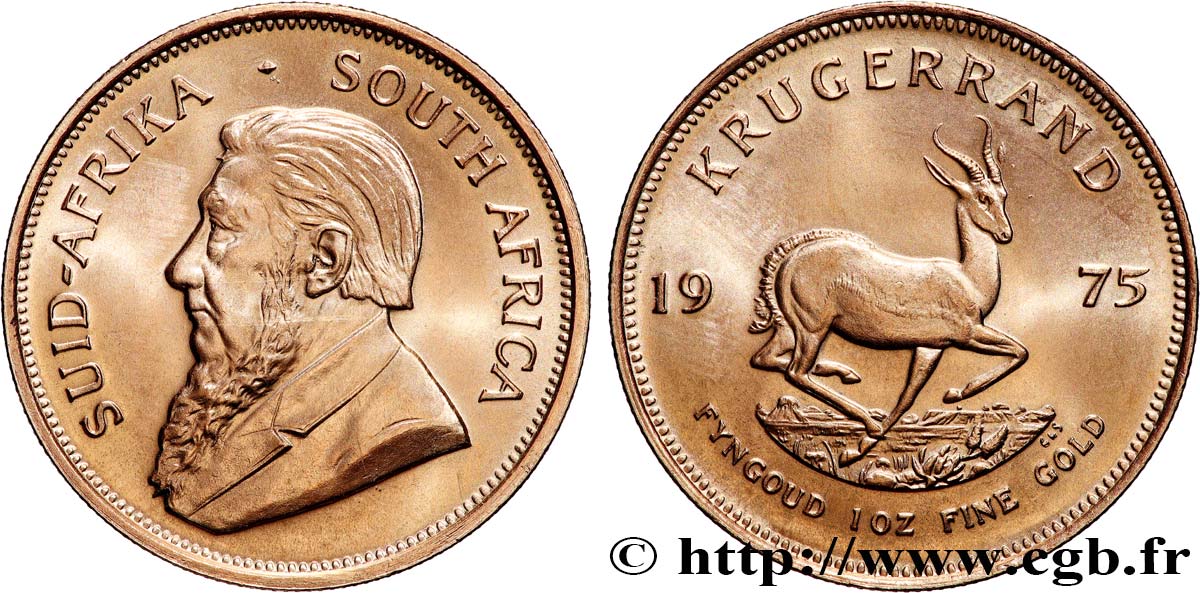 GOLD, PALLADIUM & PLATINUM INVESTMENT 1 Oz - 1 Krugerrand Paul Kruger 1975 Prétoria MS 