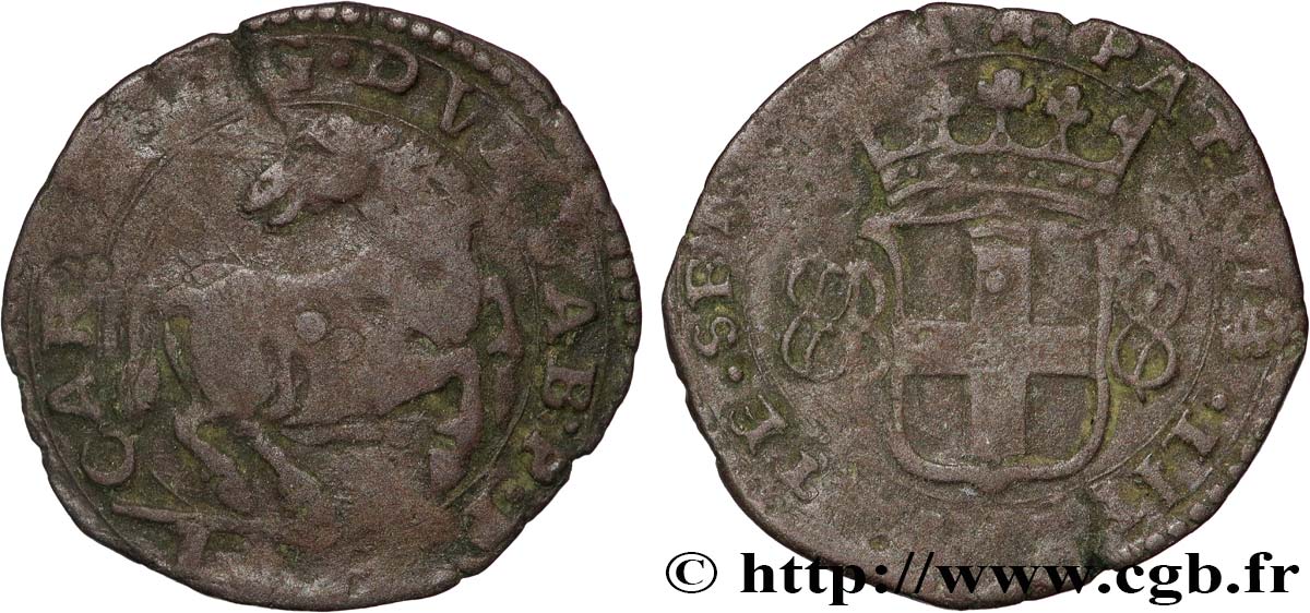 SAVOY - DUCHY OF SAVOY - CHARLES-EMMANUEL I Cavallotto, 3e type 1611 Turin VF 