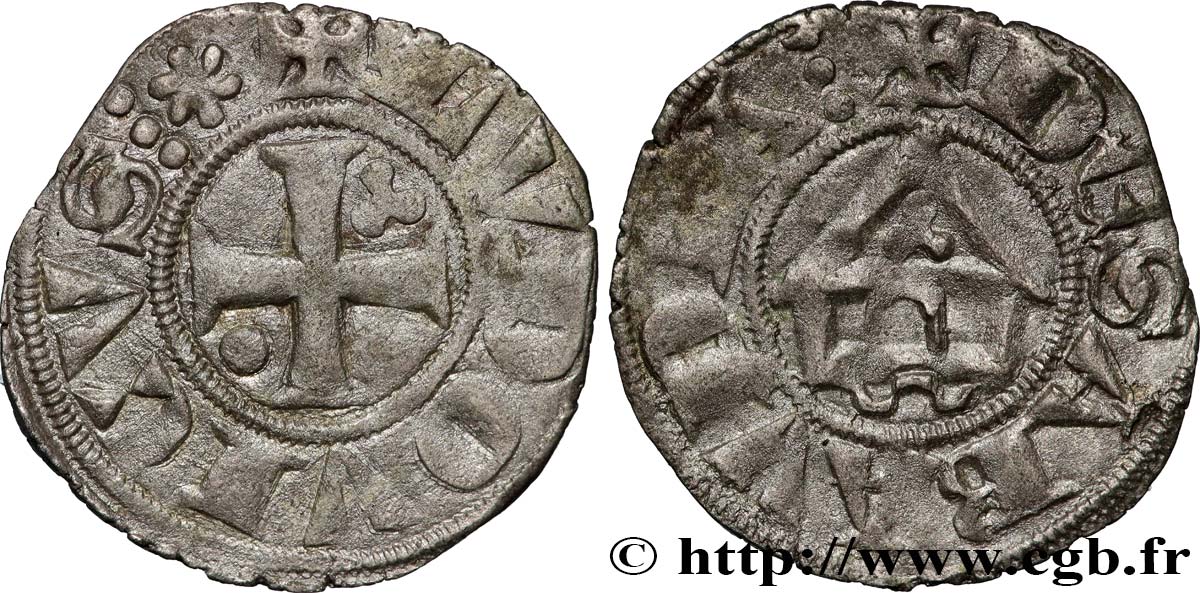 SAVOIE - BARONNIE DE VAUD - LOUIS II DE VAUD Denier au Temple, 2e type n.d. Nyon TTB 