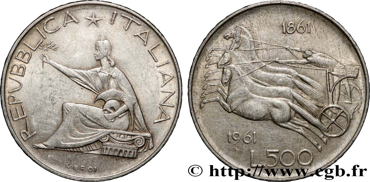 ITALIE 500 Lire Centenaire de l’Unité Italienne 1961 Rome TTB 
