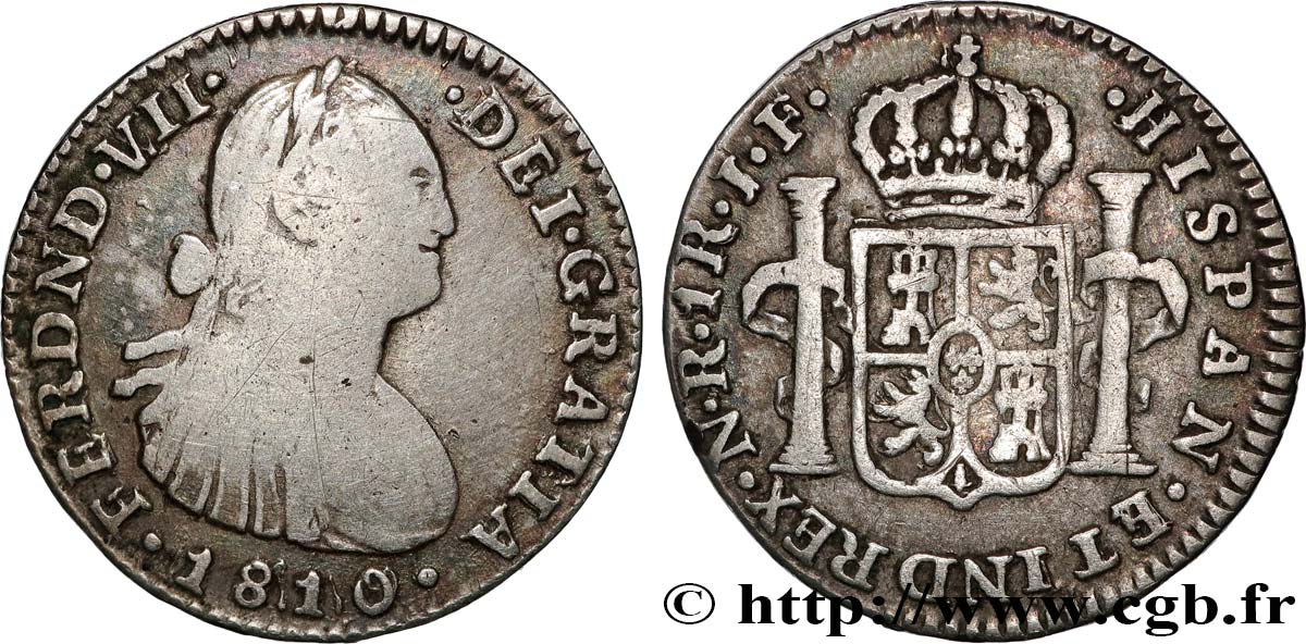 COLOMBIA - FERNANDO VII 1 Real 1810 Nuevo Reino BC+ 