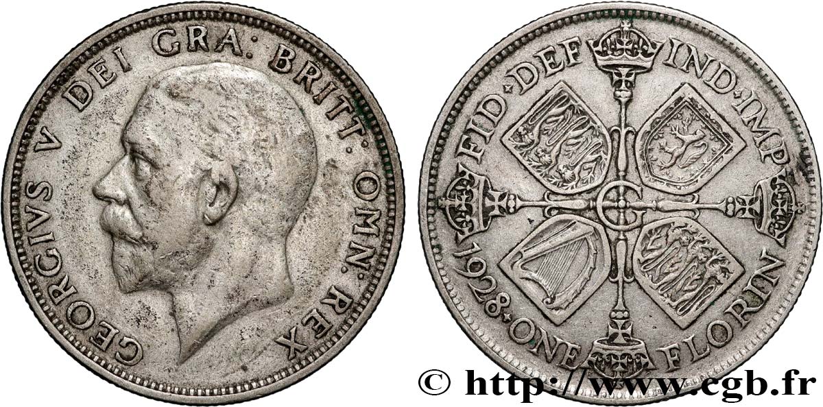 REINO UNIDO 1 Florin Georges V 1928  BC+ 