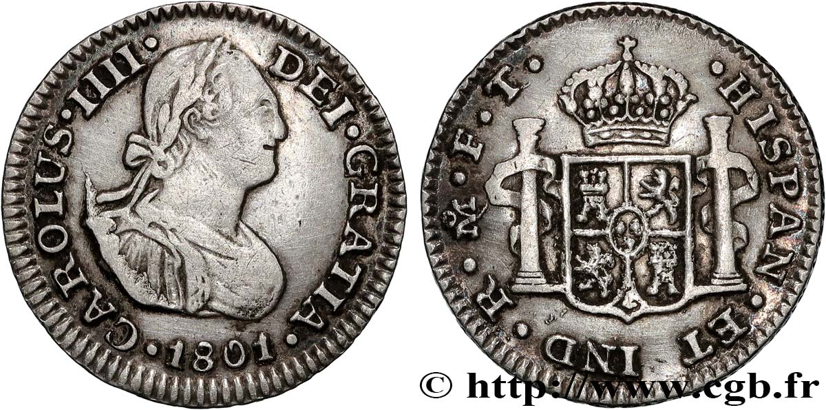 MEXICO - CHARLES IV 1/2 Real  1801 Mexico XF 