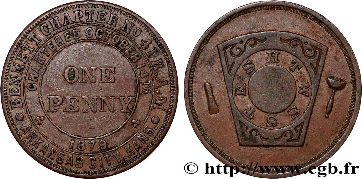 UNITED STATES OF AMERICA Token ou 1 Penny 1879  XF 