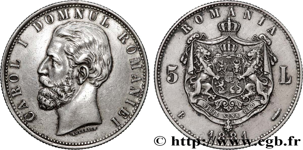 ROMANIA - CHARLES I 5 Lei  1881 Bucarest BB 