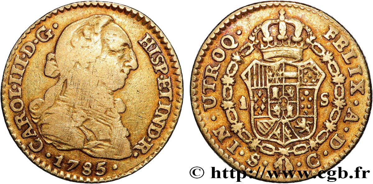 SPAGNA 1 Escudo Charles III 1785 Séville MB/q.BB 