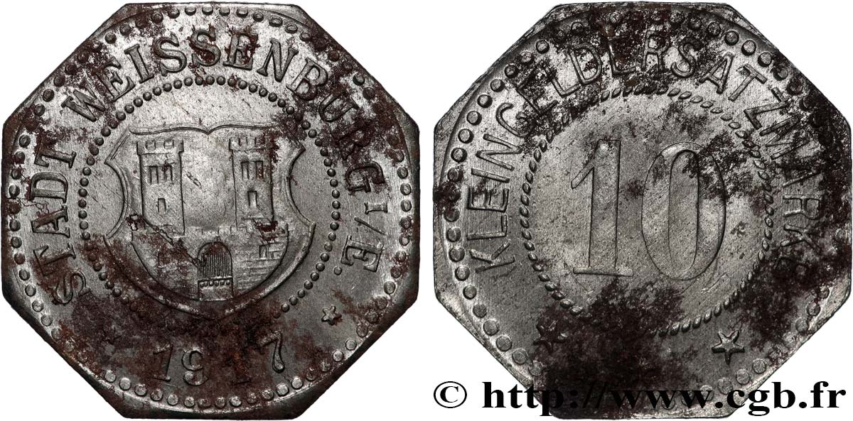 ALLEMAGNE - Notgeld 10 Pfennig Weissenburg 1917  TTB+ 