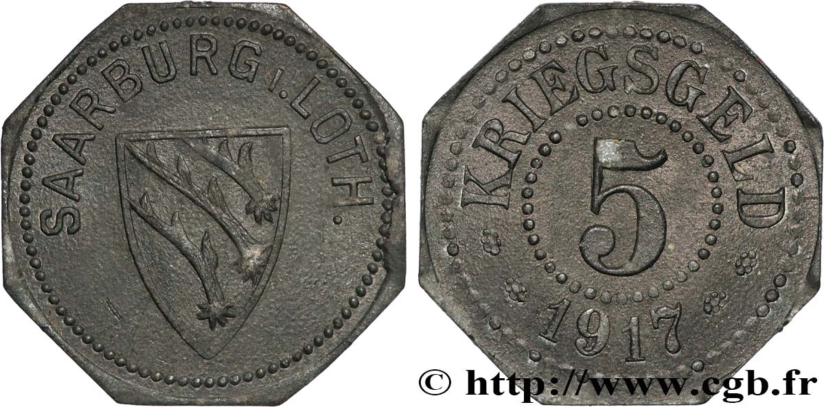GERMANIA - Notgeld 5 Pfennig Saarburg (Lothringen) 1917  BB 
