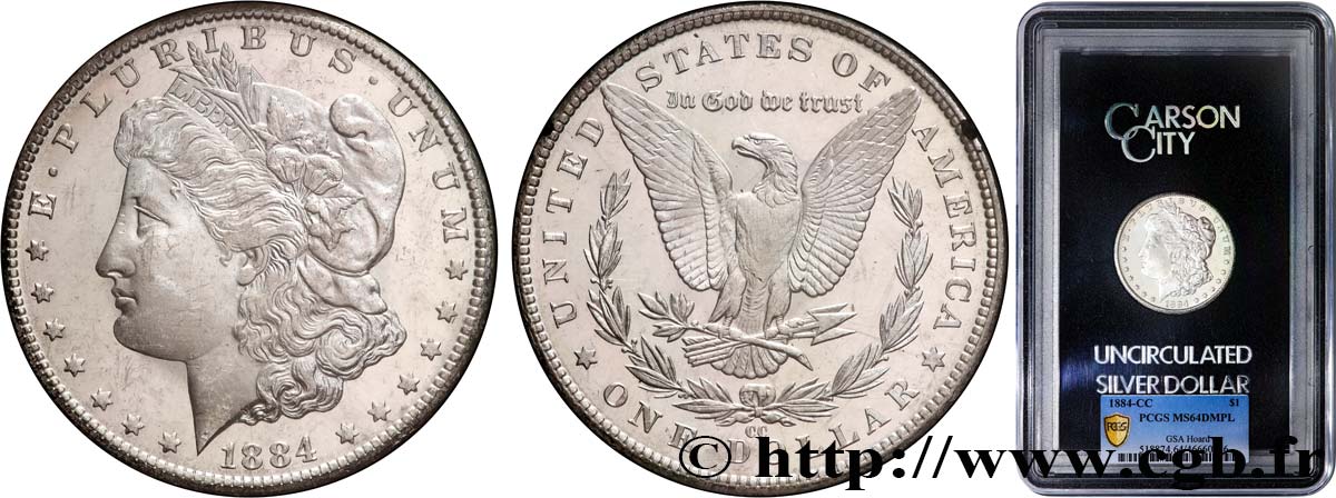 STATI UNITI D AMERICA 1 Dollar Morgan 1884 Carson City - CC MS64 PCGS
