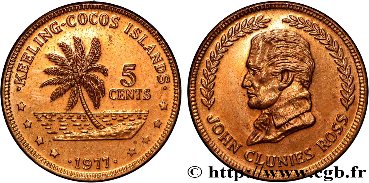 COCOS KEELING ISLANDS 5 Cents série John Clunies Ross 1977  MS 