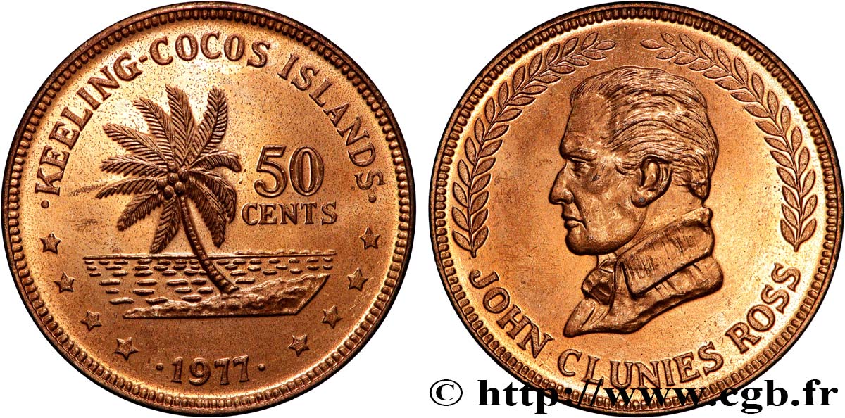 ISLAS COCOS (KEELING) 50 Cents série John Clunies Ross 1977  SC 