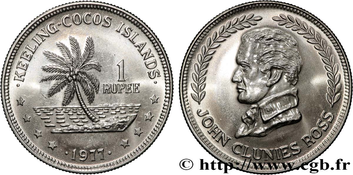 ISOLE KEELING COCOS 1 Rupee série John Clunies Ross 1977  MS 