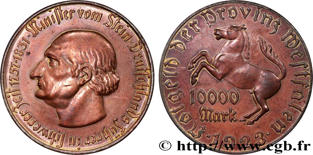 DEUTSCHLAND 10000 Mark  Westphalie vom Stein 1923  SS 