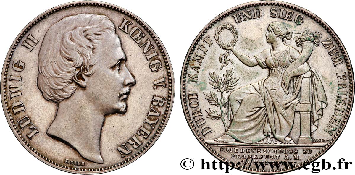 GERMANY - KINGDOM OF BAVARIA - LUDWIG II Thaler à la victoire 1871 Münich AU 