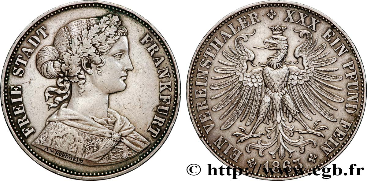 GERMANIA - LIBERA CITTA DE FRANCOFORTE 1 Thaler 1863  q.SPL 