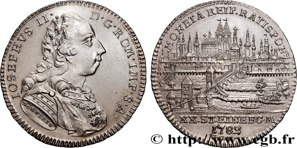 GERMANY - CITY OF REGENSBURG (RATISBON) - JOSEF II 1/2 Thaler 1782 Regensbourg (Rastibonne) AU 