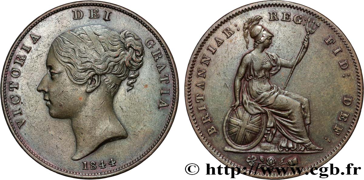UNITED KINGDOM 1 Penny Victoria “tête jeune” 1844  XF 
