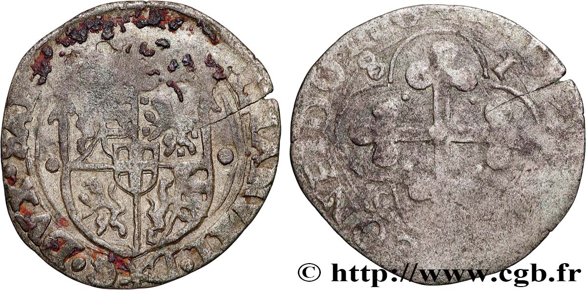 SAVOYEN - HERZOGTUM SAVOYEN - KARL EMANUEL I. Sol de quatre deniers, 2e type (soldo da quattro denari di II tipo) 1581 Chambéry fSS 