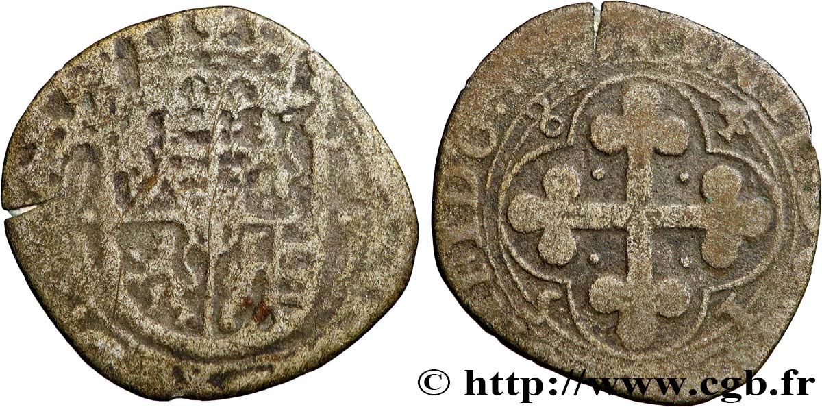 SABOYA - DUCADO DE SABOYA - CARLOS MANUEL I Sol de quatre deniers, 2e type (soldo da quattro denari di II tipo) 1584 Chambéry BC/BC+ 