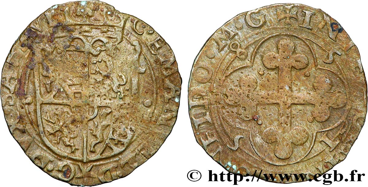 SAVOIE - DUCHÉ DE SAVOIE - CHARLES-EMMANUEL Ier Sol de quatre deniers, 2e type (soldo da quattro denari di II tipo) 1585 Chambéry TB+ 