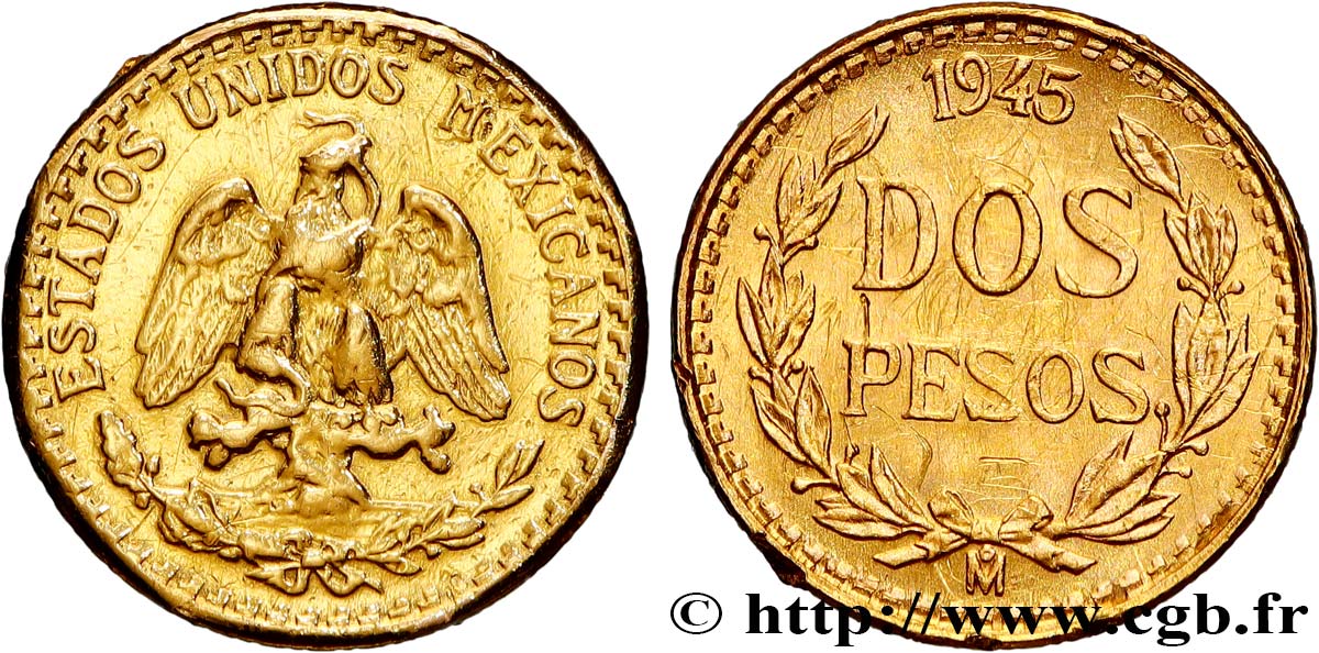 MÉXICO 2 Pesos 1945 Mexico MBC 