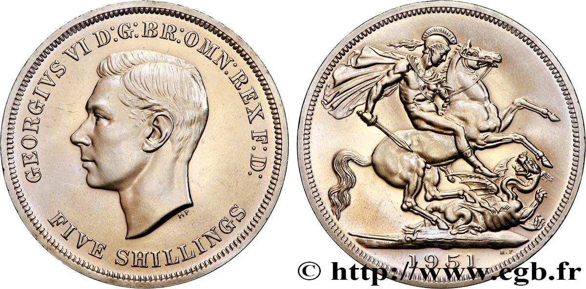 VEREINIGTEN KÖNIGREICH 1 Crown (5 Shillings) Georges VI 1951  fST 