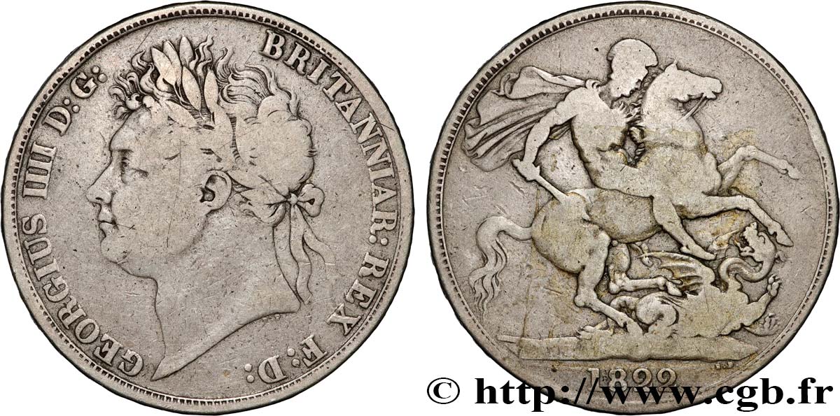 GRAN BRETAÑA - JORGE IV 1 Crown “SECUNDO” 1822  BC+ 