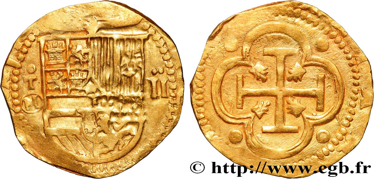 SPAIN - KINGDOM OF SPAIN - PHILIP II 2 Escudos n.d. Tolède AU 