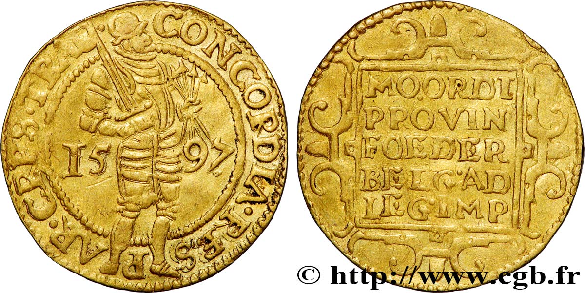 PAYS-BAS - PROVINCES-UNIES - HOLLANDE Ducat d or au chevalier 1597 Utrecht TTB 