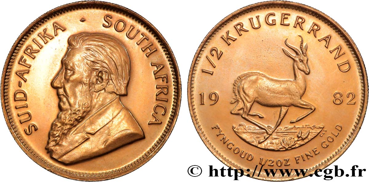 GOLD, PALLADIUM & PLATINUM INVESTMENT 1/2 Oz - 1/2 Krugerrand Paul Kruger 1982 Prétoria MS 