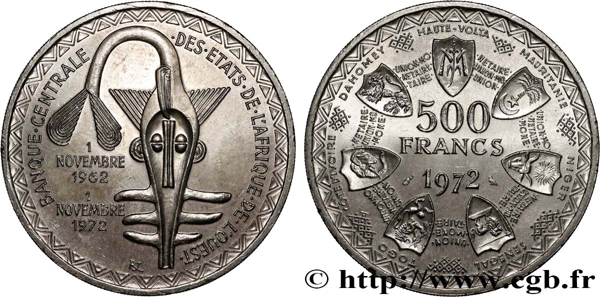 ÉTATS DE L AFRIQUE DE L OUEST (BCEAO) 500 Francs BCEAO 1972 Paris SPL 