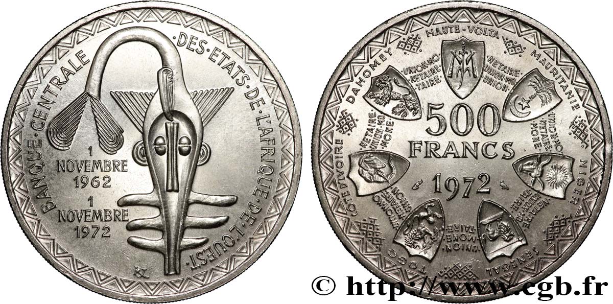 ÉTATS DE L AFRIQUE DE L OUEST (BCEAO) 500 Francs BCEAO 1972 Paris SPL 