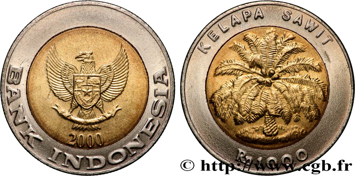 INDONESIA 1000 Rupiah emblème / palmier 2000  MS 