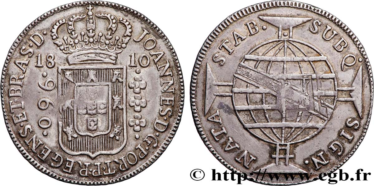 BRAZIL - JOHN VI 960 Reis 1810 Bahia AU 
